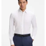 Slim-fit shirt in easy-iron stretch-cotton poplin