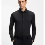 Slim-fit shirt in a performance-stretch cotton blend