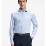 Slim-fit shirt in easy-iron cotton poplin