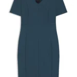 V-neck business dress with seam details