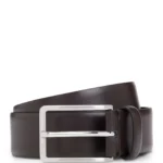 Italian-leather belt with brushed silver hardware