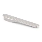 Oval-shaped tie clip with engraved logo
