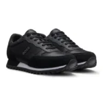 Logo-trim trainers with faux-leather details