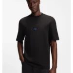 Ribbed-neck cotton T-shirt with logo badge