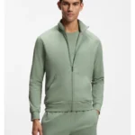 ZIp-up jacket in stretch cotton with contrast piping