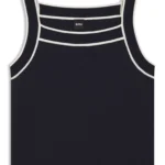Wide-neck knitted vest top with contrast piping