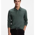 Long-sleeved polo shirt in cotton with logo detail
