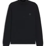 Rollneck sweater in cotton and cashmere with logo patch