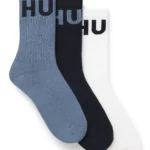 Three-pack of ribbed short socks with logos