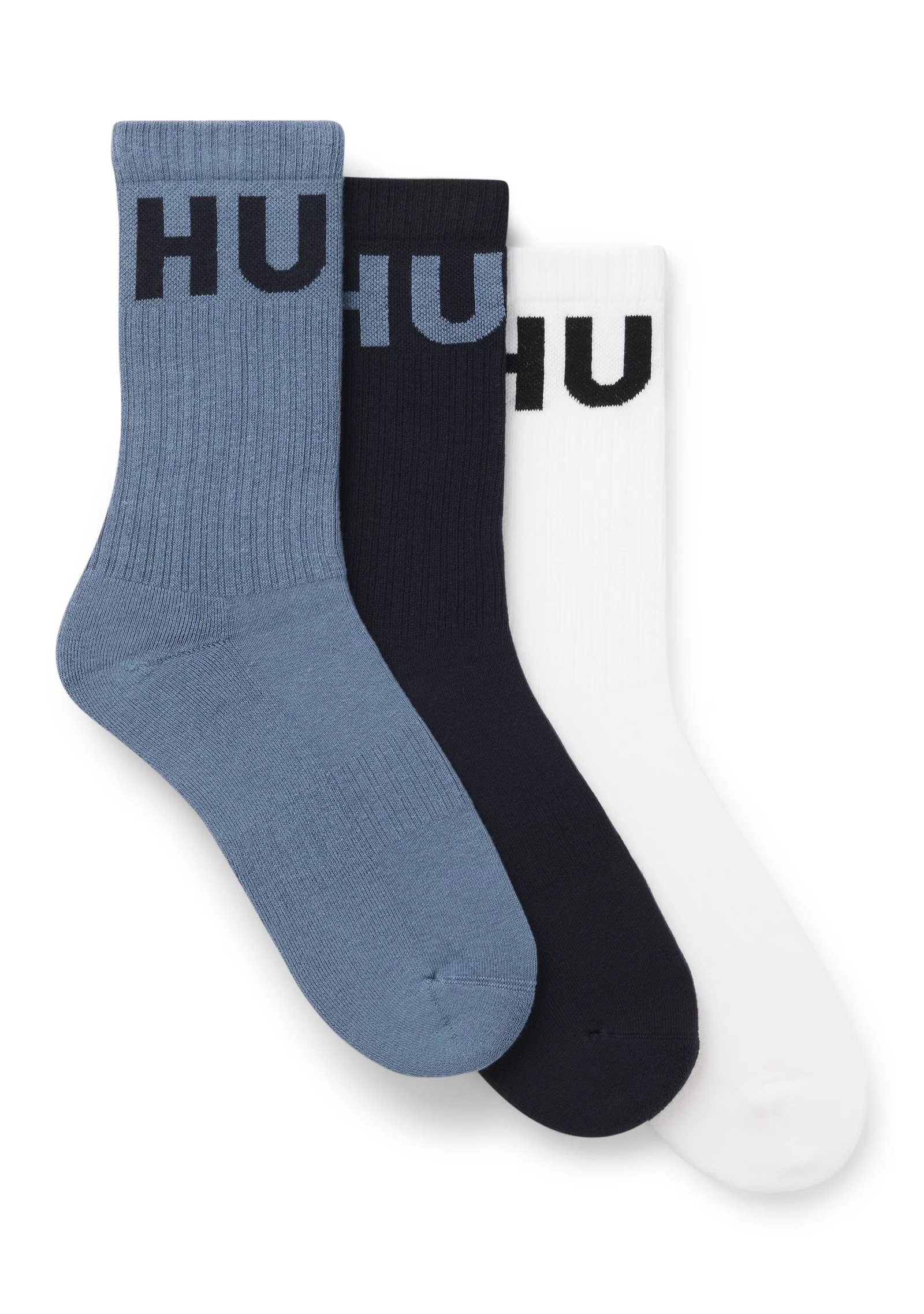 hbeu50531517_496_200 Three-pack of ribbed short socks with logos - Image 1