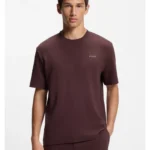Waffle-structured pyjama T-shirt with embroidered logo