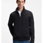 Zip-up sweatshirt in mercerised stretch-cotton piqué