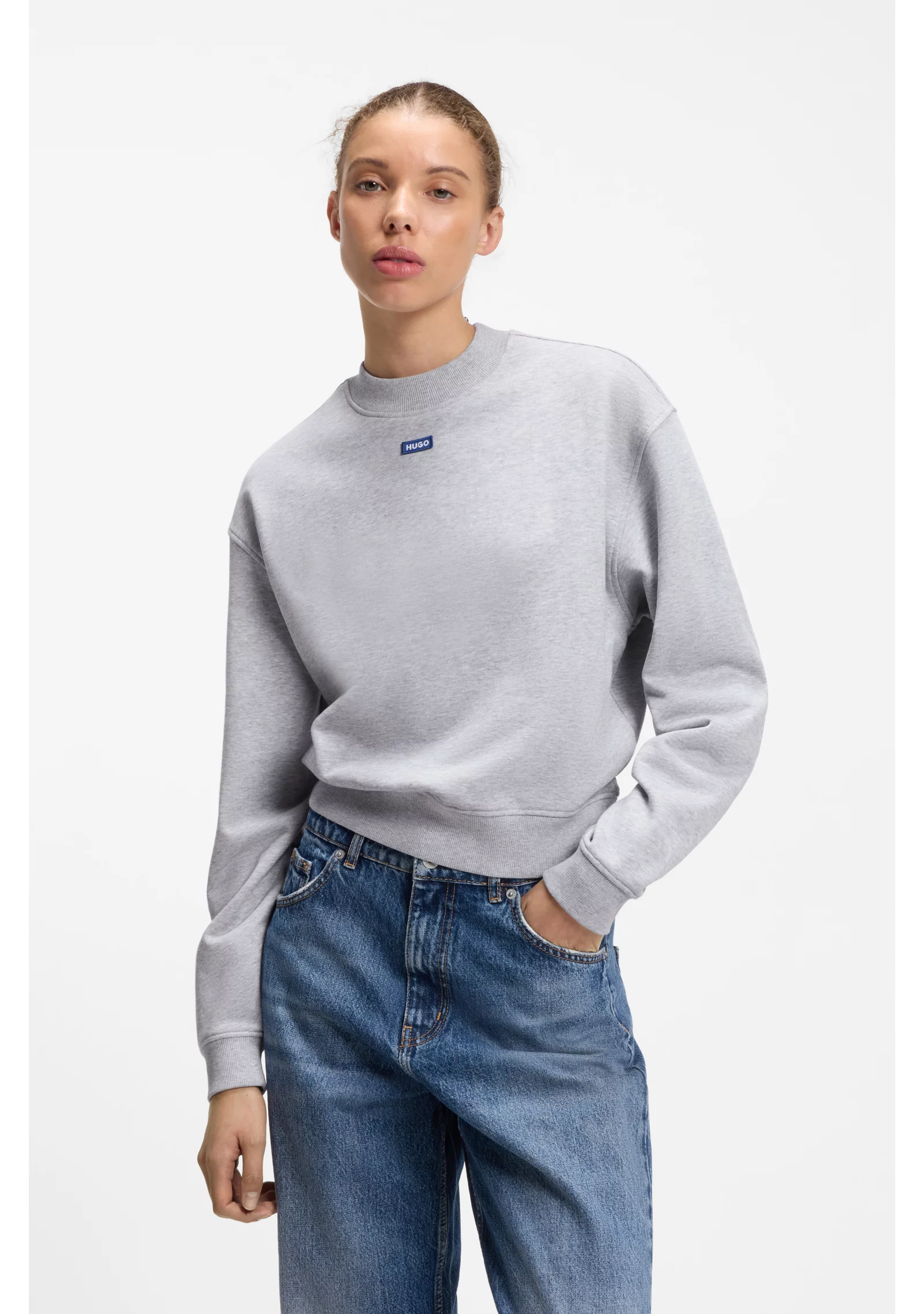 hbeu50534344_064_350 Cotton-terry sweatshirt with logo badge - Image 1