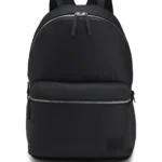 Zipped backpack with rubber logo patch