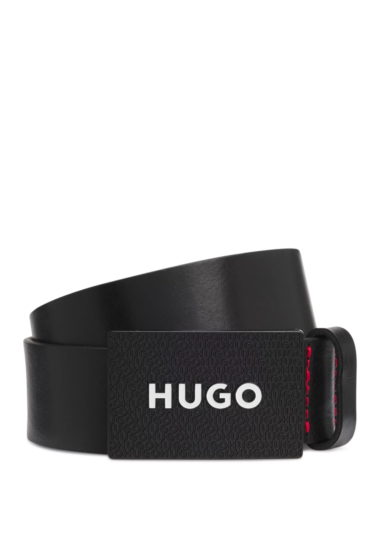 hbeu50536879_001_200 Matte leather belt with branded plaque buckle - Image 1
