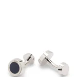 Round cufflinks with black-enamel insert