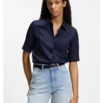 Regular-fit blouse in lightweight cotton canvas