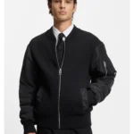 Knitted jacket with contrast sleeves