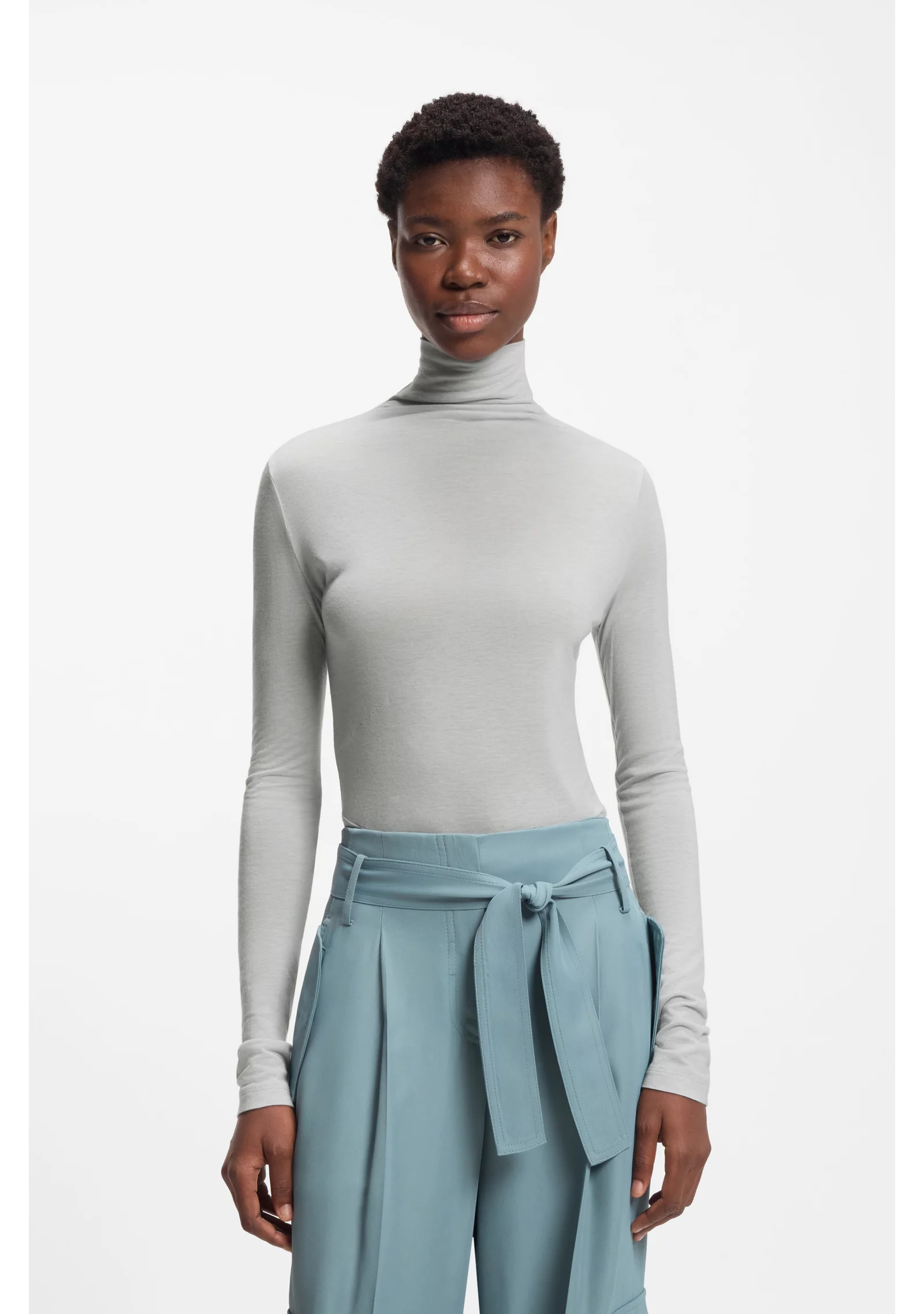hbeu50550639_047_350 High-neck top in soft jersey - Image 1