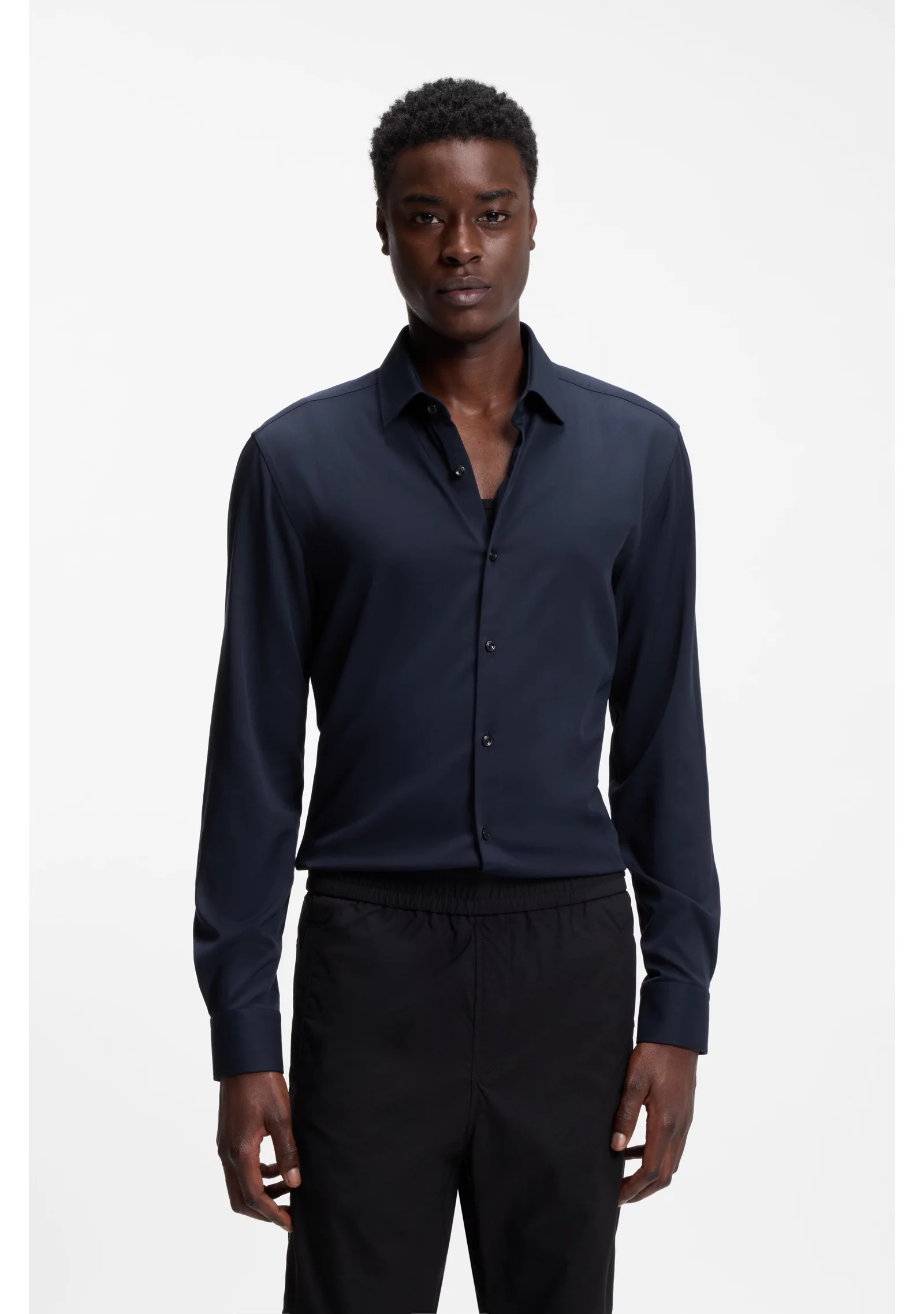 hbeu50551242_413_350 Slim-fit shirt in stretch twill - Image 1