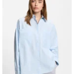 Relaxed-fit blouse in striped cotton poplin