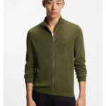 Slim-fit knitted jacket in cotton with logo detail