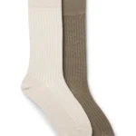 Two-pack of regular-length socks with ribbed structure