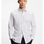 Modern-fit shirt in striped cotton