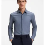 Slim-fit shirt in performance-stretch jersey