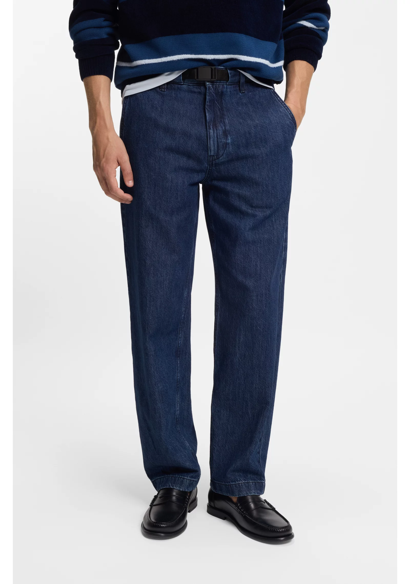hbeu50555850_464_350 Tapered-fit jeans in blue rigid denim - Image 1