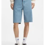 Straight-fit shorts in vintage-blue denim