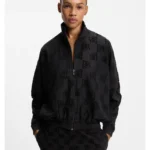 Cotton-blend jacket with all-over logo pattern