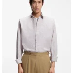 Relaxed-fit shirt in striped cotton poplin