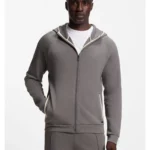 Cotton-blend zip-up hoodie with contrast binding
