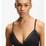 Lace triangle bra with logo waistband