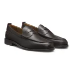 Leather loafers with penny trim