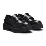 Stacked-logo loafers in faux leather