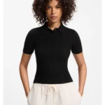 Slim-fit ribbed sweater with polo collar