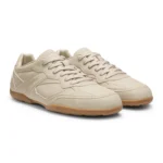 Faux-leather trainers with stacked logos