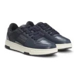 Lace-up trainers with patent trims