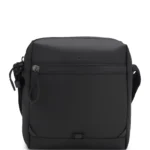Faux-leather reporter bag with reflective details