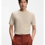 Mercerised-cotton T-shirt with basket weave