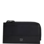 Leather card holder with stacked logo