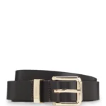 Italian-leather belt with gold-tone buckle