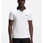 Active slim-fit polo shirt with signature-stripe details