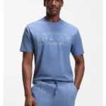 Stretch-cotton T-shirt with logo artwork
