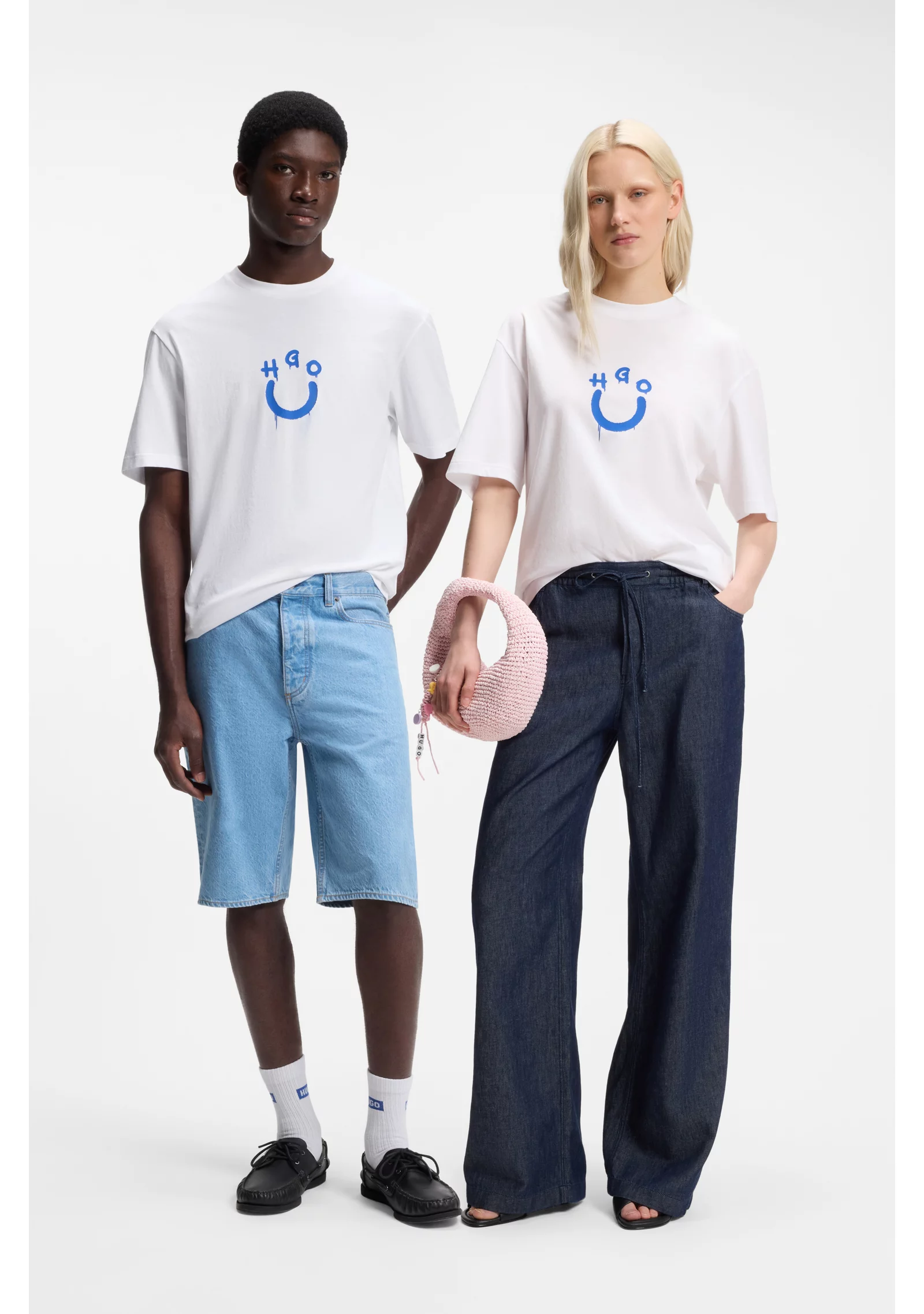 hbeu50560112_100_300 Cotton-jersey T-shirt with Happy HUGO logo - Image 1