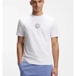 Stretch-cotton T-shirt with tennis artwork