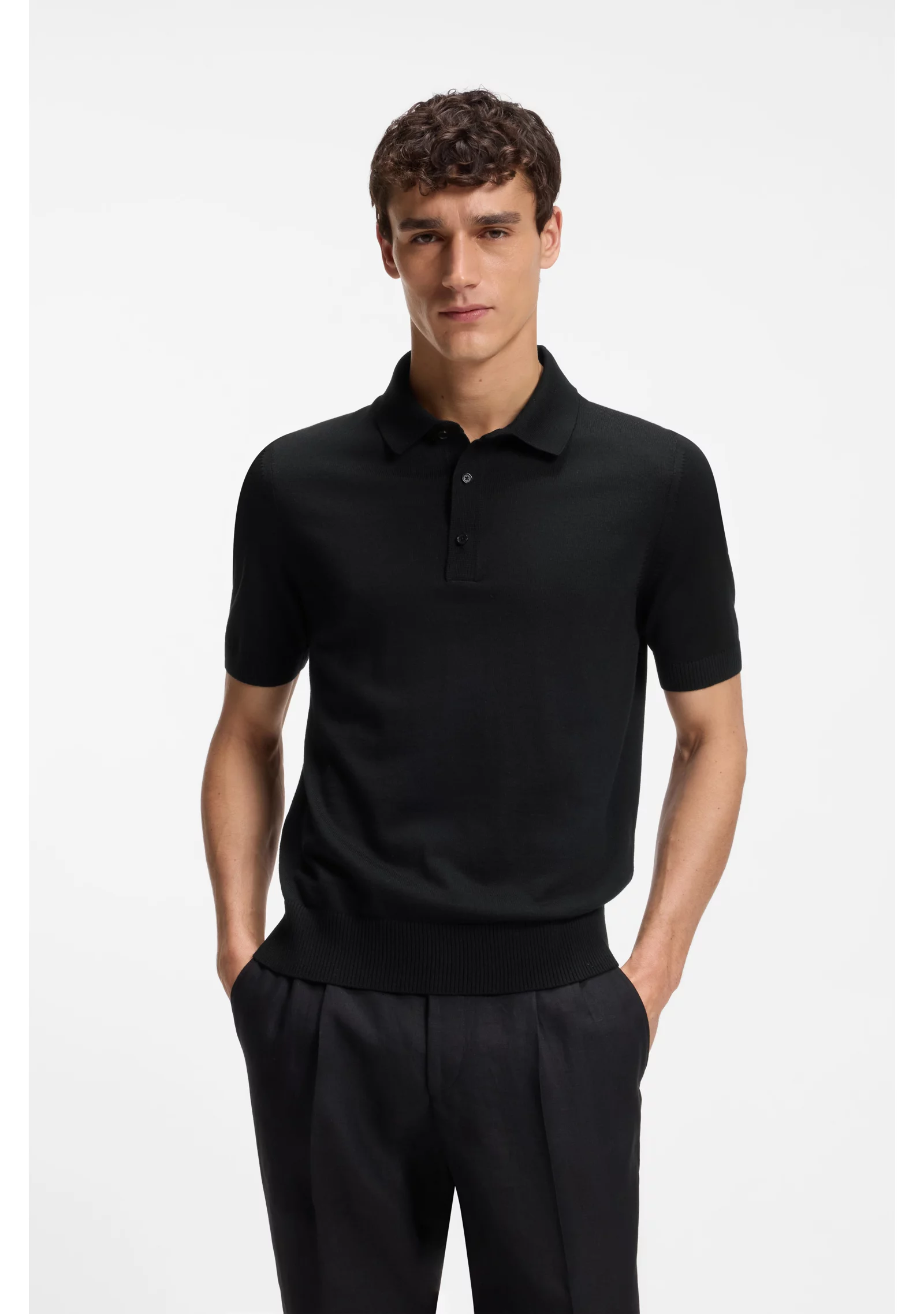 hbeu50560485_001_350 Knit polo in virgin wool - Image 1