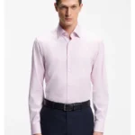 Regular-fit shirt in easy-iron stretch-cotton dobby